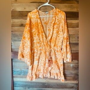 blue island Orange and Cream Printed Tunic
